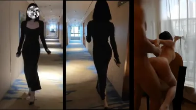 老婆女神外表，内心风骚和单男酒店邂逅