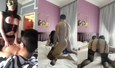 迷人御姐身着火红情趣内衣，尽显诱人曲线，那纤细腰肢与黄金比例